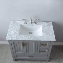 Load image into Gallery viewer, Altair Vanity Altair Isla 36&quot; Single Bathroom Vanity Set in Classic Blue, Gray or White Finish and Carrara White Marble Countertop