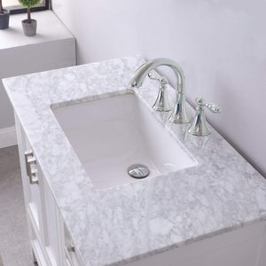 Altair Vanity Altair Isla 36" Single Bathroom Vanity Set in Classic Blue, Gray or White Finish and Carrara White Marble Countertop