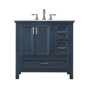 Altair Vanity Altair Isla 36" Single Bathroom Vanity Set in Classic Blue, Gray or White Finish and Carrara White Marble Countertop