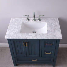 Load image into Gallery viewer, Altair Vanity Altair Isla 36&quot; Single Bathroom Vanity Set in Classic Blue, Gray or White Finish and Carrara White Marble Countertop