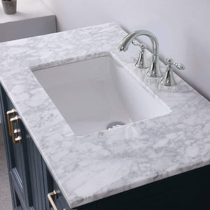 Altair Vanity Altair Isla 36" Single Bathroom Vanity Set in Classic Blue, Gray or White Finish and Carrara White Marble Countertop