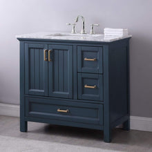 Load image into Gallery viewer, Altair Vanity Altair Isla 36&quot; Single Bathroom Vanity Set in Classic Blue, Gray or White Finish and Carrara White Marble Countertop