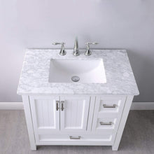 Load image into Gallery viewer, Altair Vanity Altair Isla 36&quot; Single Bathroom Vanity Set in Classic Blue, Gray or White Finish and Carrara White Marble Countertop