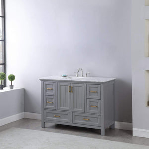 Altair Vanity Altair Isla 48" Single Bathroom Vanity Set in Classic Blue, Gray or White Finish and Carrara White Marble Countertop