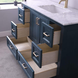 Altair Vanity Altair Isla 48" Single Bathroom Vanity Set in Classic Blue, Gray or White Finish and Carrara White Marble Countertop