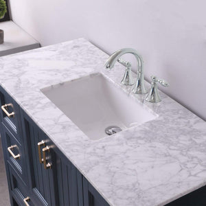 Altair Vanity Altair Isla 48" Single Bathroom Vanity Set in Classic Blue, Gray or White Finish and Carrara White Marble Countertop