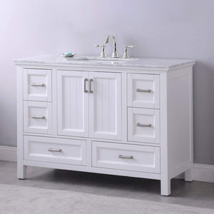 Altair Vanity Altair Isla 48" Single Bathroom Vanity Set in Classic Blue, Gray or White Finish and Carrara White Marble Countertop