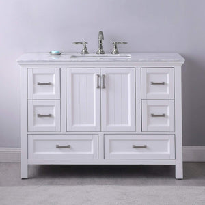 Altair Vanity Altair Isla 48" Single Bathroom Vanity Set in Classic Blue, Gray or White Finish and Carrara White Marble Countertop