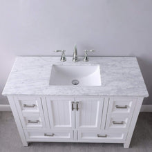 Load image into Gallery viewer, Altair Vanity Altair Isla 48&quot; Single Bathroom Vanity Set in Classic Blue, Gray or White Finish and Carrara White Marble Countertop