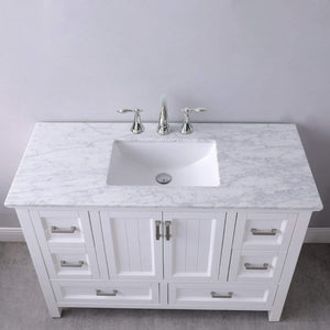 Altair Vanity Altair Isla 48" Single Bathroom Vanity Set in Classic Blue, Gray or White Finish and Carrara White Marble Countertop