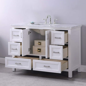 Altair Vanity Altair Isla 48" Single Bathroom Vanity Set in Classic Blue, Gray or White Finish and Carrara White Marble Countertop