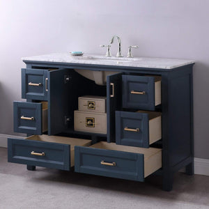 Altair Vanity Altair Isla 48" Single Bathroom Vanity Set in Classic Blue, Gray or White Finish and Carrara White Marble Countertop