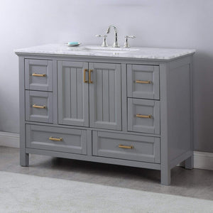 Altair Vanity Altair Isla 48" Single Bathroom Vanity Set in Classic Blue, Gray or White Finish and Carrara White Marble Countertop