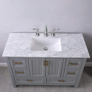 Altair Vanity Altair Isla 48" Single Bathroom Vanity Set in Classic Blue, Gray or White Finish and Carrara White Marble Countertop