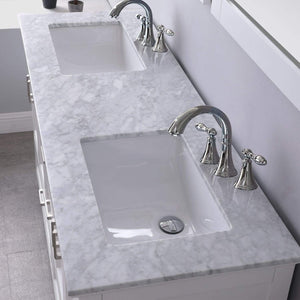 Altair Vanity Altair Isla 60" Double Bathroom Vanity Set in Classic Blue, Gray or White Finish and Carrara White Marble Countertop