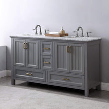 Load image into Gallery viewer, Altair Vanity Altair Isla 60&quot; Double Bathroom Vanity Set in Classic Blue, Gray or White Finish and Carrara White Marble Countertop