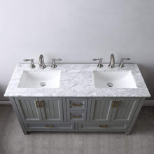 Load image into Gallery viewer, Altair Vanity Altair Isla 60&quot; Double Bathroom Vanity Set in Classic Blue, Gray or White Finish and Carrara White Marble Countertop