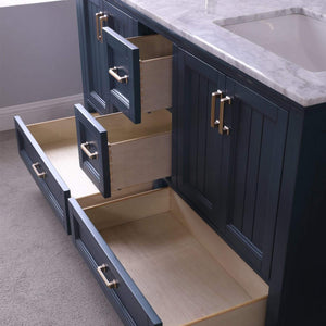 Altair Vanity Altair Isla 60" Double Bathroom Vanity Set in Classic Blue, Gray or White Finish and Carrara White Marble Countertop