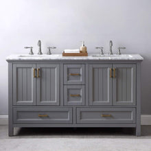 Load image into Gallery viewer, Altair Vanity Altair Isla 60&quot; Double Bathroom Vanity Set in Classic Blue, Gray or White Finish and Carrara White Marble Countertop