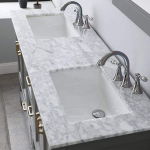 Altair Vanity Altair Isla 60" Double Bathroom Vanity Set in Classic Blue, Gray or White Finish and Carrara White Marble Countertop