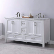 Load image into Gallery viewer, Altair Vanity Altair Isla 60&quot; Double Bathroom Vanity Set in Classic Blue, Gray or White Finish and Carrara White Marble Countertop