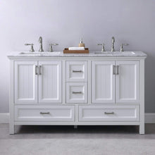 Load image into Gallery viewer, Altair Vanity Altair Isla 60&quot; Double Bathroom Vanity Set in Classic Blue, Gray or White Finish and Carrara White Marble Countertop