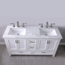 Load image into Gallery viewer, Altair Vanity Altair Isla 60&quot; Double Bathroom Vanity Set in Classic Blue, Gray or White Finish and Carrara White Marble Countertop