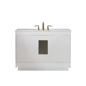 Altair Vanity Altair Ivy 48" Single Bathroom Vanity Set in Gray, White or Royal Blue Finish and Carrara White Marble Countertop