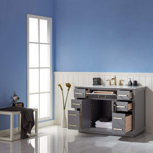 Altair Vanity Altair Ivy 48" Single Bathroom Vanity Set in Gray, White or Royal Blue Finish and Carrara White Marble Countertop