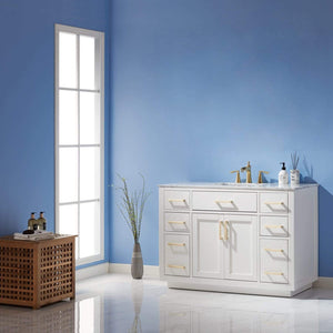 Altair Vanity Altair Ivy 48" Single Bathroom Vanity Set in Gray, White or Royal Blue Finish and Carrara White Marble Countertop