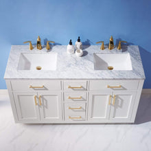 Load image into Gallery viewer, Altair Vanity Altair Ivy 60&quot; Double Bathroom Vanity Set in Gray, White or Royal Blue Finish and Carrara White Marble Countertop