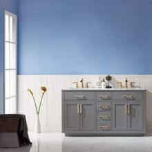 Load image into Gallery viewer, Altair Vanity Altair Ivy 60&quot; Double Bathroom Vanity Set in Gray, White or Royal Blue Finish and Carrara White Marble Countertop