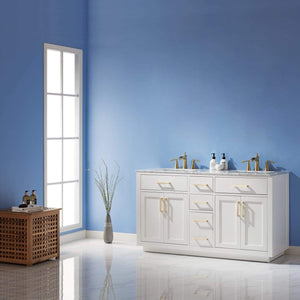 Altair Vanity Altair Ivy 60" Double Bathroom Vanity Set in Gray, White or Royal Blue Finish and Carrara White Marble Countertop