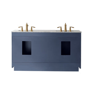 Altair Vanity Altair Ivy 60" Double Bathroom Vanity Set in Gray, White or Royal Blue Finish and Carrara White Marble Countertop