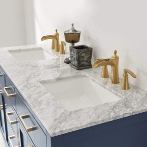 Altair Vanity Altair Ivy 60" Double Bathroom Vanity Set in Gray, White or Royal Blue Finish and Carrara White Marble Countertop