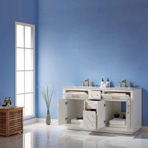 Altair Vanity Altair Ivy 60" Double Bathroom Vanity Set in Gray, White or Royal Blue Finish and Carrara White Marble Countertop