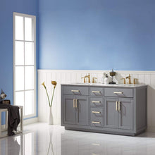 Load image into Gallery viewer, Altair Vanity Altair Ivy 60&quot; Double Bathroom Vanity Set in Gray, White or Royal Blue Finish and Carrara White Marble Countertop