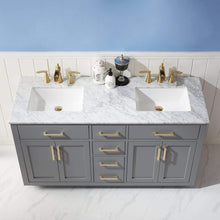 Load image into Gallery viewer, Altair Vanity Altair Ivy 60&quot; Double Bathroom Vanity Set in Gray, White or Royal Blue Finish and Carrara White Marble Countertop