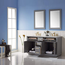 Load image into Gallery viewer, Altair Vanity Altair Ivy 60&quot; Double Bathroom Vanity Set in Gray, White or Royal Blue Finish and Carrara White Marble Countertop with Mirror