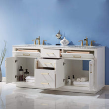 Load image into Gallery viewer, Altair Vanity Altair Ivy 72&quot; Double Bathroom Vanity Set in Gray, White or Royal Blue Finish and Carrara White Marble Countertop