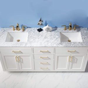 Altair Vanity Altair Ivy 72" Double Bathroom Vanity Set in Gray, White or Royal Blue Finish and Carrara White Marble Countertop