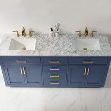 Load image into Gallery viewer, Altair Vanity Altair Ivy 72&quot; Double Bathroom Vanity Set in Gray, White or Royal Blue Finish and Carrara White Marble Countertop