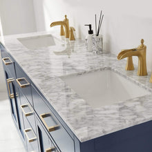 Load image into Gallery viewer, Altair Vanity Altair Ivy 72&quot; Double Bathroom Vanity Set in Gray, White or Royal Blue Finish and Carrara White Marble Countertop