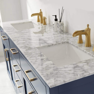 Altair Vanity Altair Ivy 72" Double Bathroom Vanity Set in Gray, White or Royal Blue Finish and Carrara White Marble Countertop