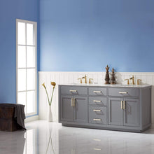 Load image into Gallery viewer, Altair Vanity Altair Ivy 72&quot; Double Bathroom Vanity Set in Gray, White or Royal Blue Finish and Carrara White Marble Countertop