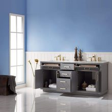 Load image into Gallery viewer, Altair Vanity Altair Ivy 72&quot; Double Bathroom Vanity Set in Gray, White or Royal Blue Finish and Carrara White Marble Countertop