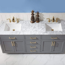 Load image into Gallery viewer, Altair Vanity Altair Ivy 72&quot; Double Bathroom Vanity Set in Gray, White or Royal Blue Finish and Carrara White Marble Countertop