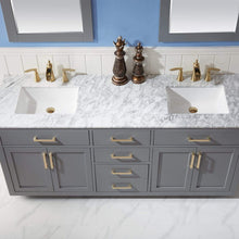 Load image into Gallery viewer, Altair Vanity Altair Ivy 72&quot; Double Bathroom Vanity Set in Gray, White or Royal Blue Finish and Carrara White Marble Countertop with Mirror