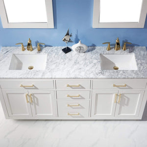 Altair Vanity Altair Ivy 72" Double Bathroom Vanity Set in Gray, White or Royal Blue Finish and Carrara White Marble Countertop with Mirror