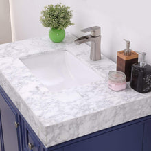 Load image into Gallery viewer, Altair Vanity Altair Jardin 36&quot; Single Bathroom Vanity Set in Jewelry Blue or White Finish and Carrara White Marble Countertop